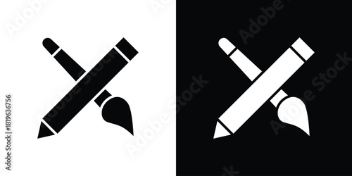 Pencil paintbrush icon design concept. vector flat icons