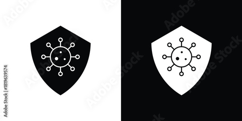 Shield virus icon design concept. vector flat icons
