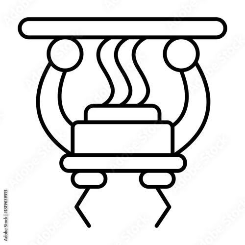 Mechanical arm, robot hand thin line icon, manufacture technology concept, conveyor claw with wires sign on white background, outline style for mobile web design. Vector graphics.