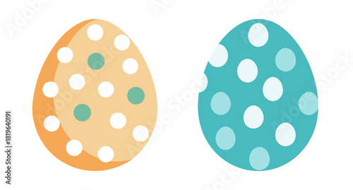 Two whimsical polka dot easter eggs festive decorations