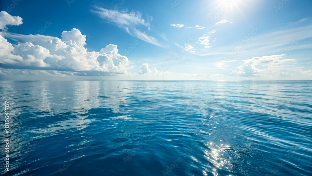 Fototapeta premium Ocean view seascape background blue water and sky nature photography image