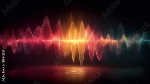 Dynamic sound wave visualization, representing audio frequencies in vibrant colors.