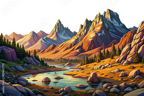 Beartooth Wilderness Montana High Rocky Tundra Alpine tundra with snow patches, massive boulders, icy lakes and wide sky