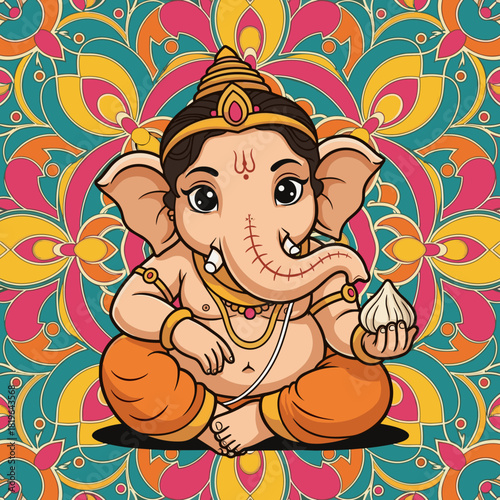 Ganpati wallpaper with rangoli texture background