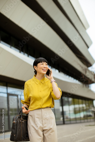 Woman in yellow shirt talks...