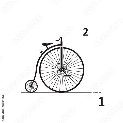 Vintage Penny Farthing Bicycle Illustration.
