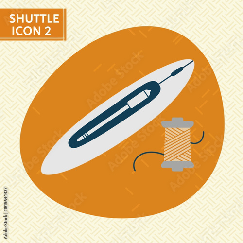 Weaving Shuttle and Spool of Thread Illustration.