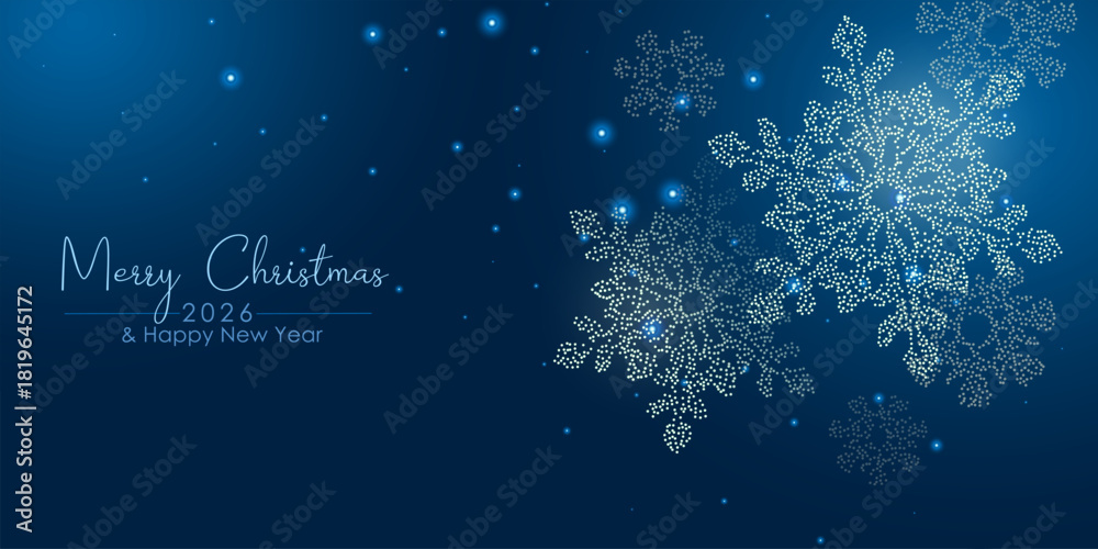 Obraz premium Abstract Merry Christmas and New Year design holiday card with snowflakes dots