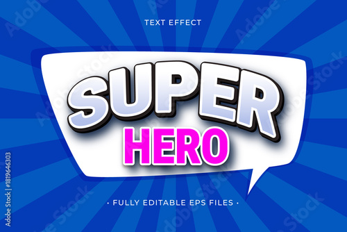 Super hero text effect with yellow graphic style and editable vector