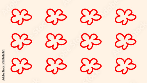 A collection of red hand-drawn flowers with simple expressive petals. These bright floral doodles work well for greeting cards, decorative layouts, spring designs, and romantic themes. 