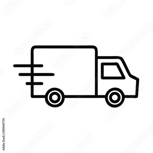 Delivery Truck Icon Minimal Line Drawing with Motion Lines in Clean Vector