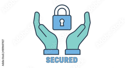 Hands protecting a padlock representing security and safety in a digital world