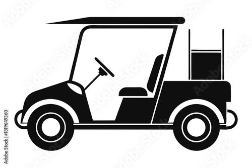 Black golf cart icon displays a sporty vehicle with a visible storage compartment
