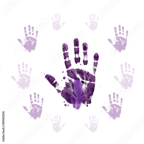 Abstract Purple Palm Print for Human Rights Art