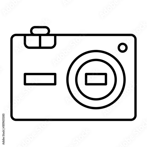 Ordinary digital camera thin line icon, portable photo electronics concept, photocamera sign on white background, outline style for mobile web design. Vector graphics.