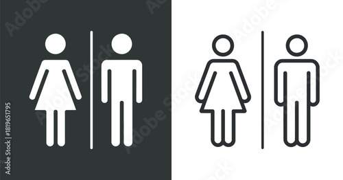 Clean Gender Icon Design Vector Symbol Illustration for Man and Woman Silhouette on Black and White Backgrounds for Web and App