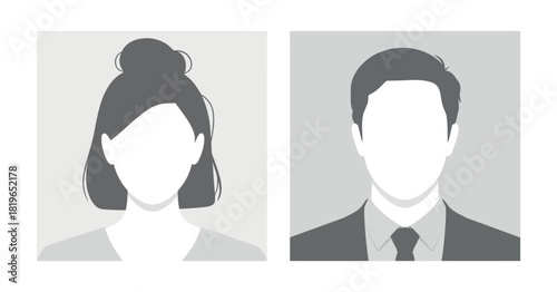 Passport Photo Profile For Man And Woman Silhouette Style Image Illustration Isolated Vector Concept With Gray Background For Your Project Need