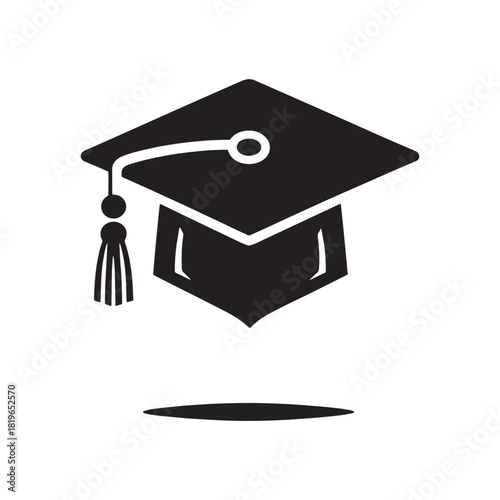 Graduation cap icon set. Line and glyph graduation hat.