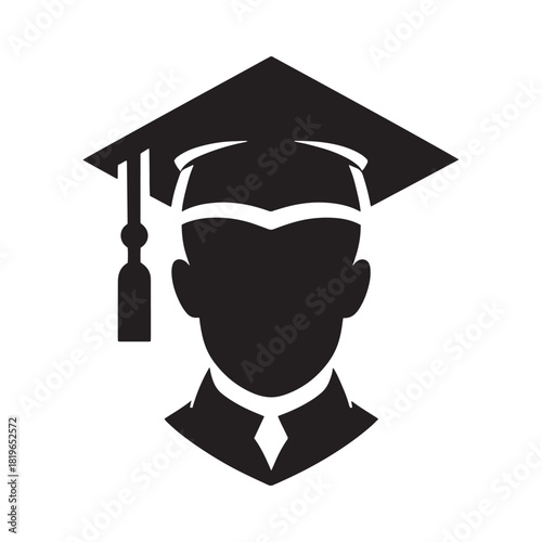 Graduation cap icon set. Line and glyph graduation hat.