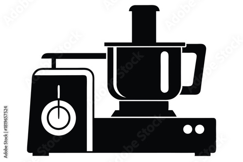 A solid black silhouette food processor stands ready for culinary preparations today