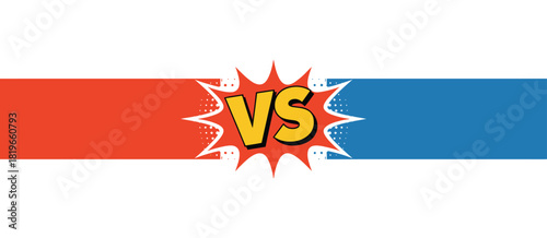 Versus Text Lettering Typography In Comic Pop Art Style, Dynamic Bold Vector Illustration Of Comparison Battle Screen Or Competition Theme Isolated On White Background