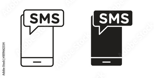 SMS icon with editable stroke and flat vector pack