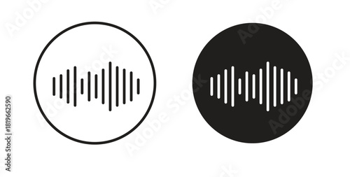 Sound wave icon with editable stroke and flat vector pack