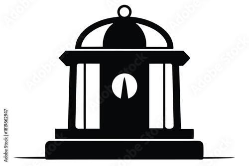 Simple black silhouette illustrates vintage fire hydrant element against a plain white backdrop
