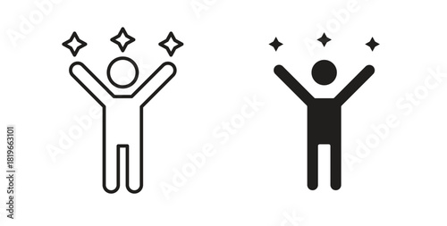 Success icon with editable stroke and flat vector pack