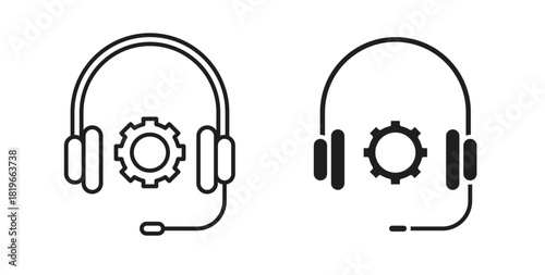 Technical support icon with editable stroke and flat vector pack