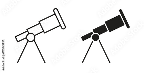 Telescope icon with editable stroke and flat vector pack