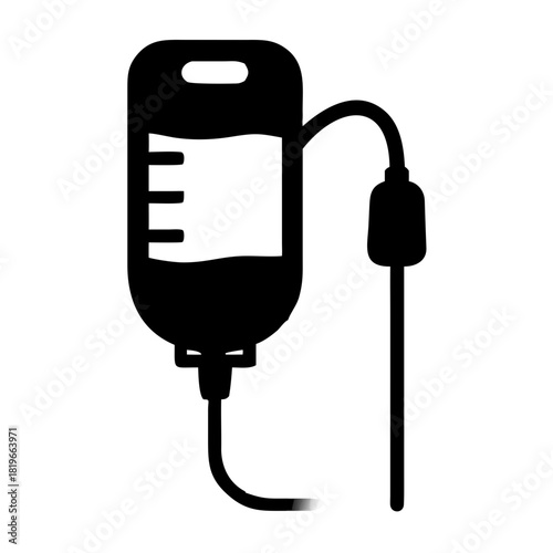 Intravenous drip bag icon representing medical treatment, fluid therapy, and healthcare support in a hospital or clinic setting, symbolizing patient care and recovery