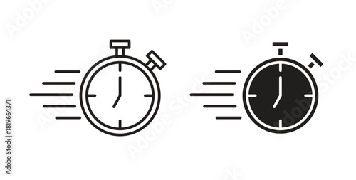 Time fast icon with editable stroke and flat vector pack