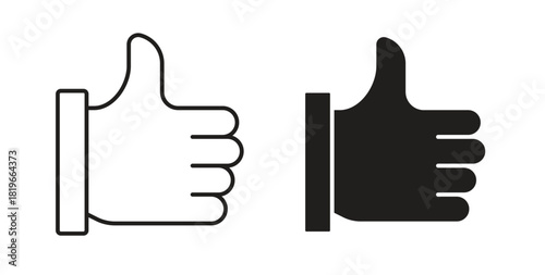 Thumb icon with editable stroke and flat vector pack