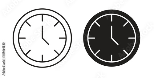 Time icon with editable stroke and flat vector pack