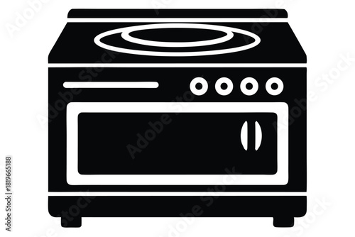 Isolated black oven shows a stylized appliance ready for some kitchen cooking