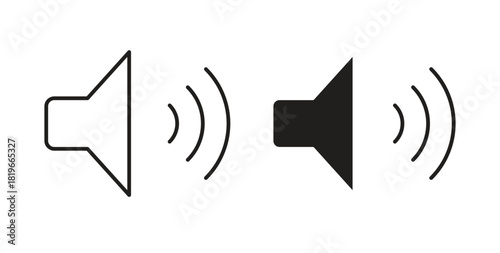 Volume icon with editable stroke and flat vector pack