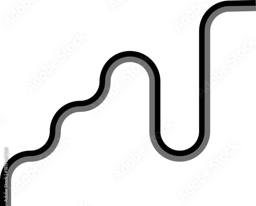 Two thick colored lines follow squared wave motions with gentle curves and uniform geometric progression.