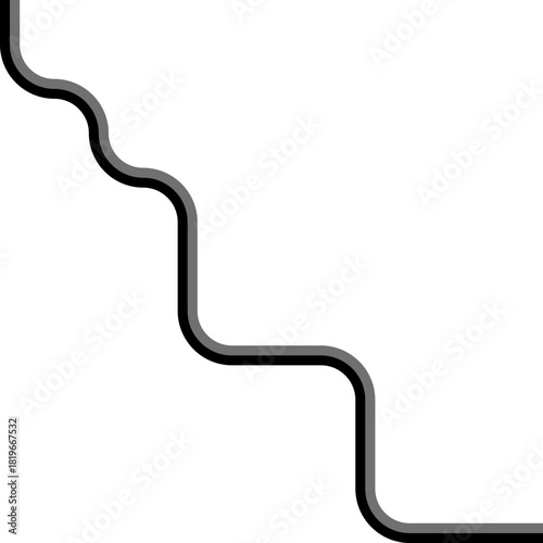 Two thick lines angle diagonally through a maze of squared wave sections and smooth directional curves.