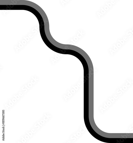 Two bold lines create a diagonal zigzag built from squared wave motions and gently curving junctions.