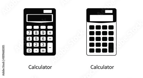 Two black calculator icons displayed side by side on a white background