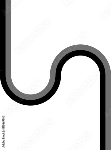 Two thick lines outline a square-based wave arrangement with alternating curved angles and geometric rhythm.