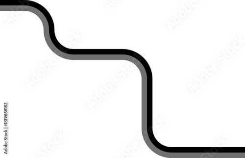 Thick paired lines form a diagonal maze structured with squared wave sections and rounded directional turns.