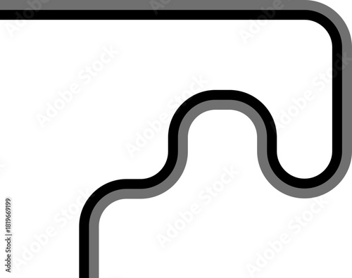 Two contrasting lines form a squared wave interpretation with repeating angles and controlled curved movements.