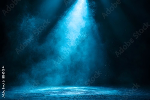 Download free blue spotlight background for stage performance and product display with smoke effect studio shot