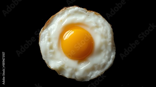 fried egg isolated on black background