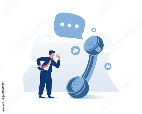 Telephone call expert to generate lead or sales, success telemarketing tell promotion to prospect or client concept
