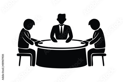 Corporate Team Meeting Silhouette Round Table Discussion Business Collaboration Strategy Planning