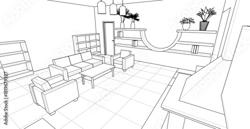 interior living room 3d illustration	
