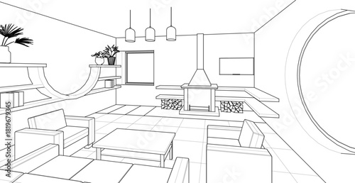 interior living room 3d illustration	
